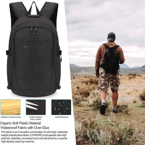 Travel Laptop Backpack Water Resistant Anti-Theft Bag with USB Charging - Picture 6 of 14